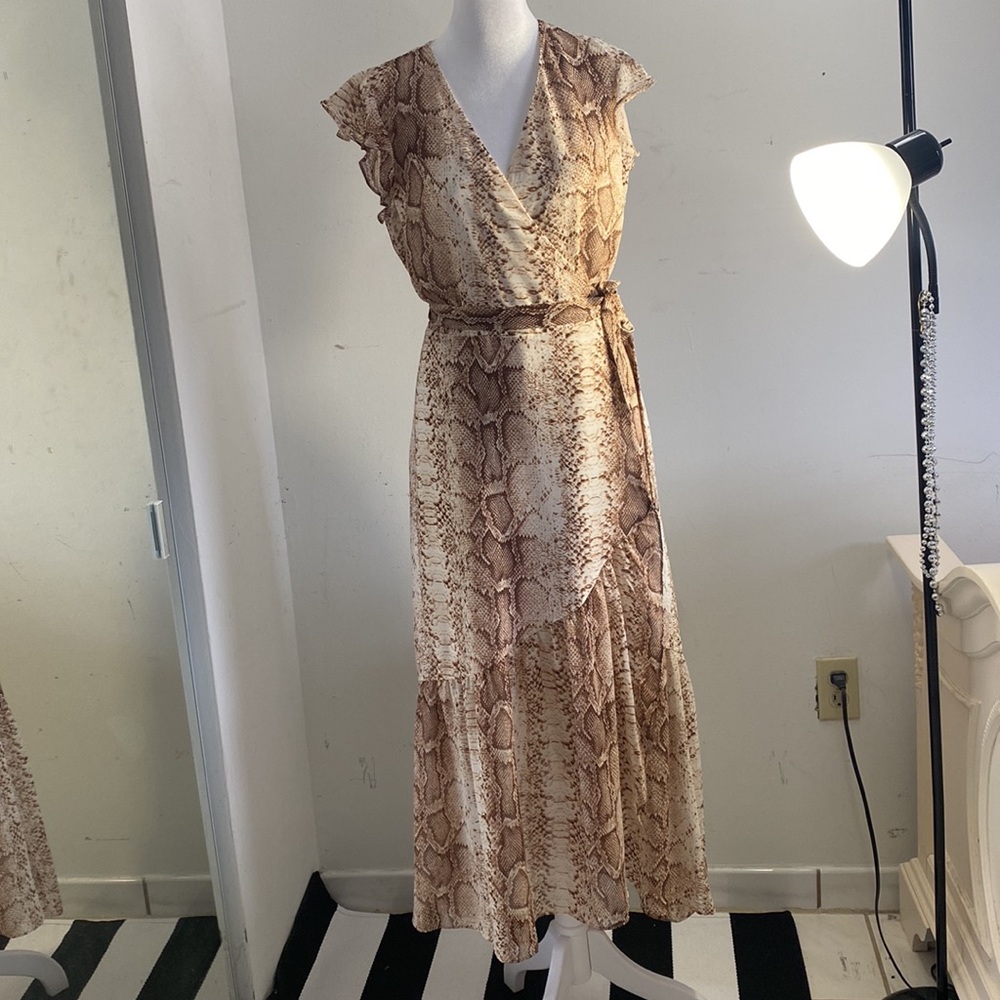 Snake Print Boho Wrap Dress